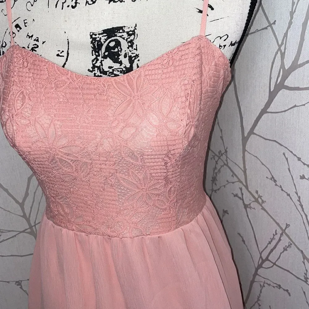 Princess Vera Wang Lace Chiffon‎ Dress Kids Large Pink Excellent Cutout Back